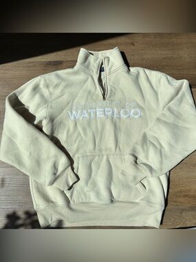 University of Waterloo Varsity Beige Quarter-Zip Fleece Pullover